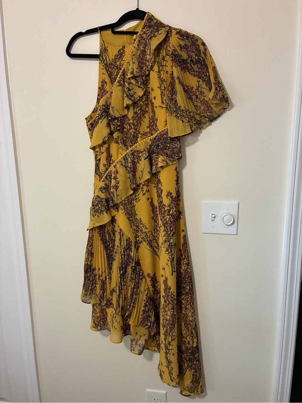 Keepsake the Label Light Up Asymmetrical Midi Dress Golden Wildflower